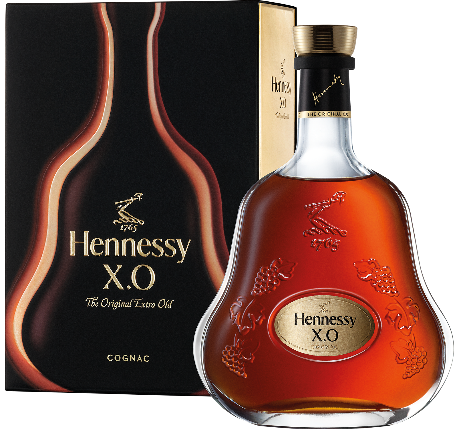 Hennessy X.O Extra Old Cognac 箱付き Cognac Hennessy XO in Geschenkverpackung | Brände & Geiste