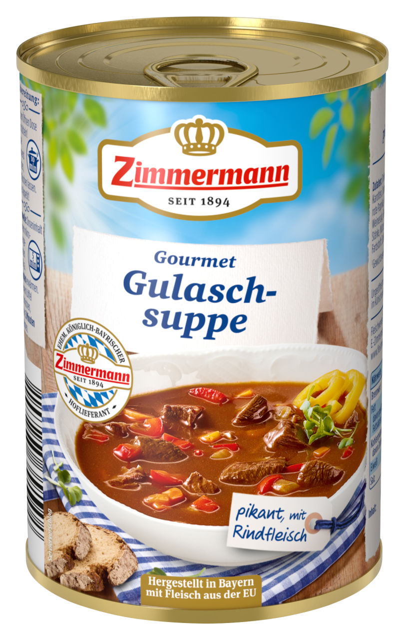 Zimmermann Gourmet Gulaschsuppe Pikant mit Rindfleisch