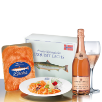 Frischer norwegischer Lachs und Rosée de Saumon Sekt Brut