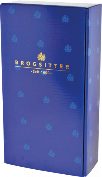 Geschenkkarton "Brogsitter" blau für 2 Flaschen