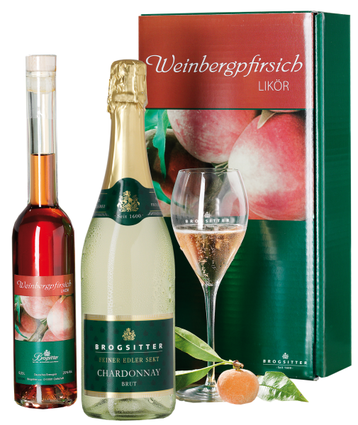 Weinbergpfirsich-Likör & Brogsitter Chardonnay-Sekt