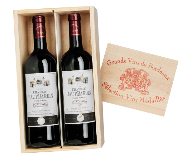 Bordeaux: GOLDMEDAILLE Château Haut Bardin in der Holzkiste