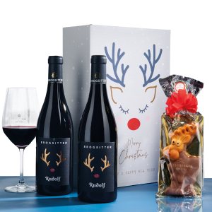 Rudolf · Der Rudolf · Der Weihnachtswein + Marzipan Rentier Relieffigur