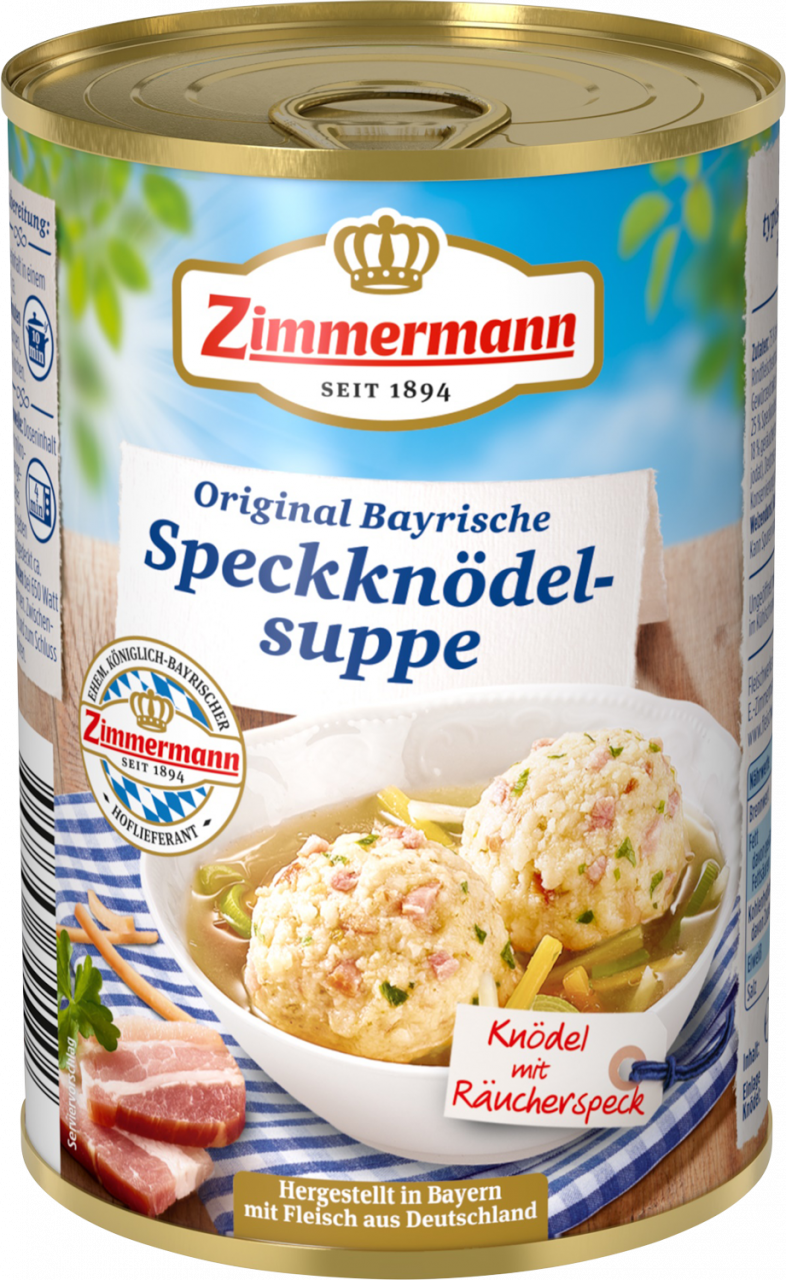 Original Bayerische Speckknödel-Suppe mit Räucherspeck